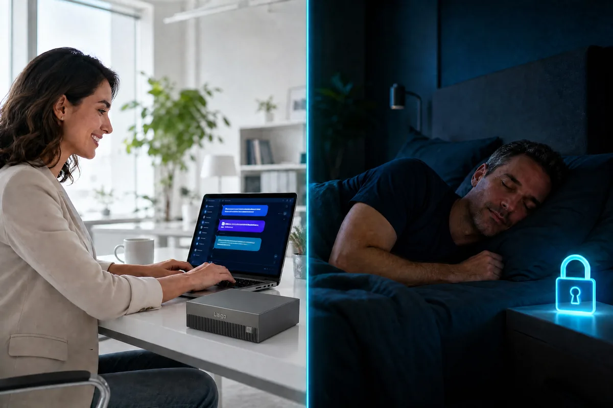 Employee working productively with Laigo GPT – manager sleeps soundly thanks to data security
